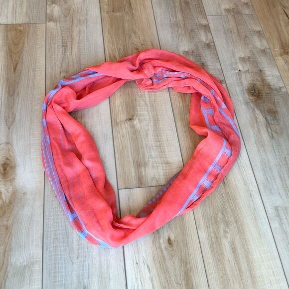 Women's Infinity Scarf Coral/Blue - Picture 3 of 7